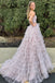 Strapless Polka Dots A Line Prom Dress Keyhole Slit Evening Dress with Tiered