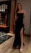 Sexy Strapless Black Mermaid Long Prom Dress Backless Party Dress with Slit