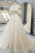 Princess Light Champagne Off the shoulder A Line Tulle Wedding Dresses