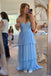 Sweetheart Blue A Line Prom Dress Chiffon Ruffles Evening Dress with Layers