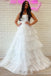 Strapless White A Line Prom Dress Princess Tulle Evening Dress with Ruffles