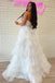 Strapless White A Line Prom Dress Princess Tulle Evening Dress with Ruffles