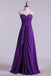 Sweetheart Purple A Line Pleated Long Prom Evening Dress With Slit