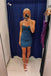 Spaghetti Straps Blue Short Homecoming Dresses With Sequins