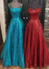 Princess Blue A Line Long Prom Dresses, Burgundy Sequins Party Dresses