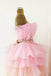 Strapless Pink A Line Tulle Long Prom Dress With Layers, Pink Tulle Sweet 16 Dress