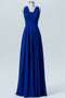 Royal Blue Long Evening Gown Ball Party Bridesmaid Dress With Pleated