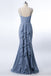 Spaghetti Straps Dusty Blue Chiffon Long Bridesmaid Dress With Pleated