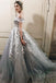 Off the shoulder Silver A Line Appliques Ball Gown Tulle Wedding Dresses