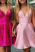 Spaghetti Straps Fuchsia A Line Party Dress Pleats Homecoming Dress