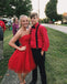 Strapless Red Tulle A-Line Short Homecoming Dress With Applique