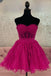 Sweetheart Fuchsia A Line Tulle Short Homecoming Dress With Ruffles