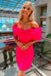 Pink Off the Shoulder Short Homecoming Dress With Bowknot Bust