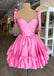 Sweetheart Pink A Line Taffeta Short Homecoming Dress With Ruffles