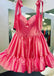 Sweetheart Pink A Line Taffeta Short Homecoming Dress With Ruffles