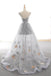 Unique Gray A Line Long Prom Dress With Butterfly, Gray Tulle Party Dress