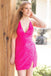 Criss-Cross Straps Hot Pink Short Homecoming Dress With Sequins