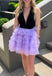 Deep V Neck Halter A Line Short Homecoming Dress With Ruffles