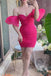 Off Shoulder Hot Pink Short Sleeves Homecoming Dress With Ruched