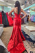 Sweetheart Burnt Orange Split Mermaid Long Prom Dress With Pleated