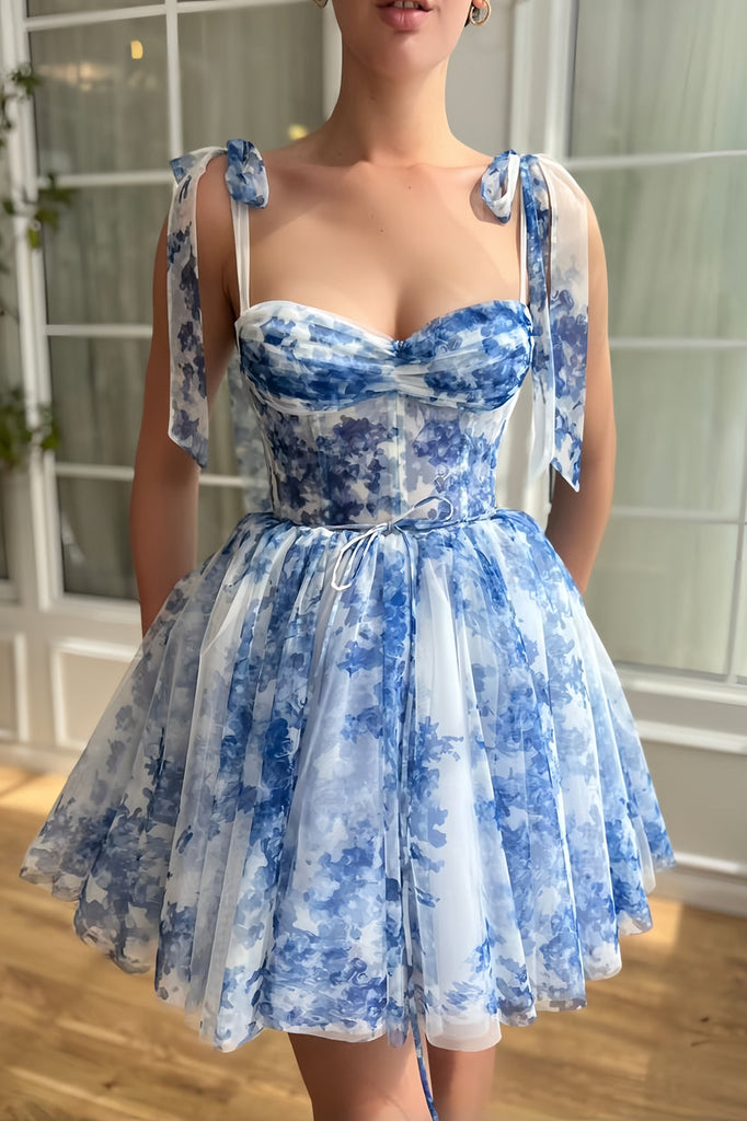 Sweetheart Blue A Line Short Homecoming Dress Ruched Party Dress