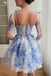 Sweetheart Blue A Line Short Homecoming Dress Ruched Party Dress