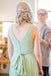 Straps Sage Green V Neck Long Bridesmaid Dresses With Pleated