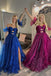 Sweetheart Royal Blue Keyhole Slit Long Prom Dress With Balloon Sleeves