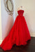 Spaghetti Straps Red Pleated Sequin A Line Prom Formal Gown With Appliques