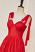 Sweetheart Red Satin A-Line Long Prom Dress With Tie Straps, Elegant Formal Gown