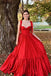 Sweetheart Red Satin A-Line Long Prom Dress With Tie Straps, Elegant Formal Gown