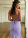 Trumpet Mermaid Lavender Long Glitter Prom Dress Tight Party Dress