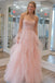 Sweetheart Light Pink Ruffle Tulle Prom Dress With Beading Sequins