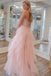 Sweetheart Light Pink Ruffle Tulle Prom Dress With Beading Sequins