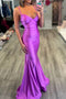 Spaghetti Straps Purple Mermaid Sleeveless Trumpet Satin Long Prom Dress