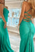 Spaghetti Straps Purple Mermaid Sleeveless Trumpet Satin Long Prom Dress