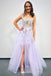 Straps Floral Lavender Square Neck Short Prom Dress With Detachable Cape