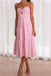 Sweetheart Pink Twisted Front Tiered Strapless Backless Midi Dress