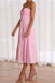 Sweetheart Pink Twisted Front Tiered Strapless Backless Midi Dress