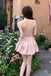 Spaghetti Straps Pink A Line Short Homecoming Dress With Flowers