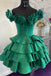 Taffeta Green Off the Shoulder Short Homecoming Dress With Ruffles