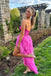 Sweetheart Hot Pink A Line Tulle Lace Long Prom Dress With Ruffles Slit