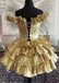 Off the Shoulder Yellow A Line Short Homecoming Dress With Ruffles