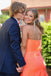 Sweetheart Orange Satin A Line Long Party Prom Dress With Slit