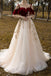 Straps Red Short Sleeves Tulle Long Prom Party Dress With Appliques