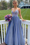 Sweetheart Blue Sequins Prom Dress With Appliques, Long Evening Gown