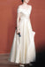 A-Line Ivory Off the Shoulder Ankle Length Long Prom Dress With Ruched