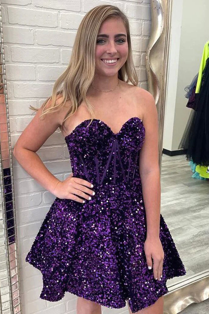 Short purple deals prom dress