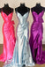 Mermaid Straps V-Neck Satin Prom Dress, Long Formal Dress With Bow