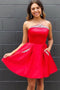 Strapless Homecoming Dress, Fuchsia Short Prom Dress With Beading Pockets